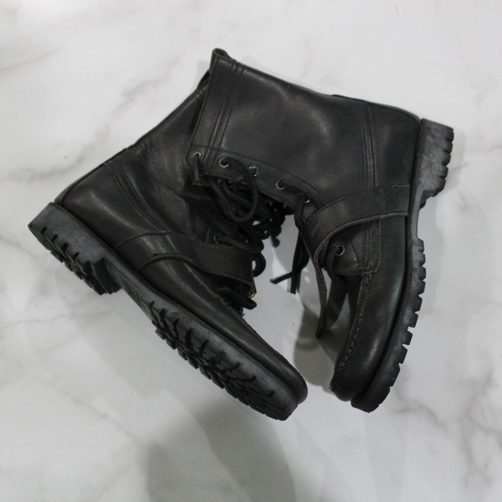 Ralph Lauren Polo Country Black Leather Lace Up Boots sz 8